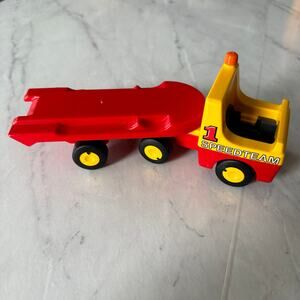 Vintage 1990s Playmobil 123 Tow Truck Vehicle No 1 Speedteam Lift red yellow